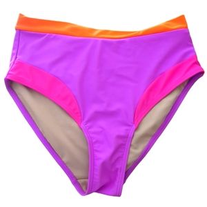 Pour Moi Bikini bottoms, bright neon purple, pink and orange size 6/Small NWOT